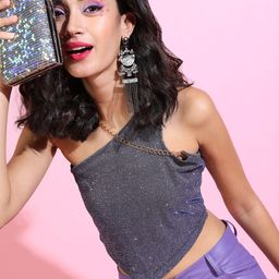 Tokyo Talkies Women Self Design One Shoulder Top-image-35