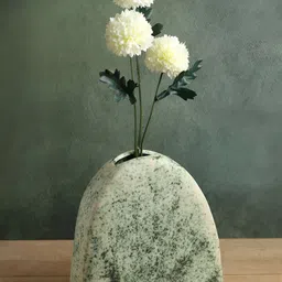 HABERE INDIA Green & Off White Ceramic Flower Vase-image-32