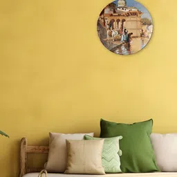 THE QUIRKY HOME Brown A Day At Ghats Of Mathura Printed Ceramic Decorative Wall Decor-image-87