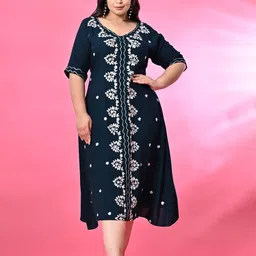 PrettyPlus by Desinoor.com Plus Size Embroidered A-Line Midi Dress image 1