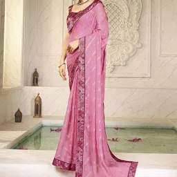 TIRA Ethnic Motifs Printed Pure Chiffon Saree-26