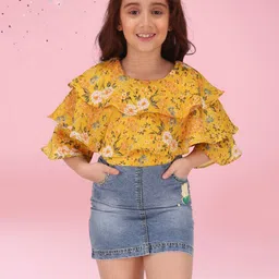 CUTECUMBER Floral Print Denim Dress-picture-21