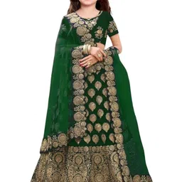 F Plus Fashion Girls Semi-Stitched Lehenga & Unstitched Blouse With Dupatta-picture-16