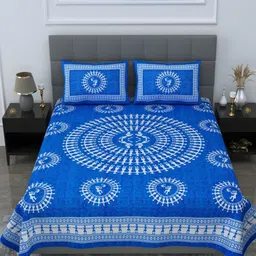 Myntra Elegant Homes Ethnic Motifs 144 TC Queen Cotton Bedsheet with 2 Pillow Covers-image-56