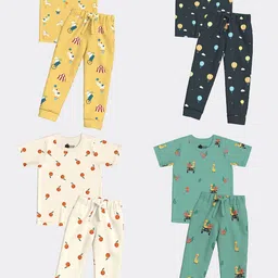Orange Sugar Unisex Kids Printed T-shirt with Pyjamas-13