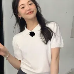 KPOP Women Shirt Collar Short Sleeves Top-image-84