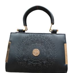 AAIFA Floral PU Structured Satchel with Cut Work image 5