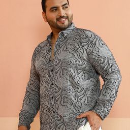 Instafab Plus Size Abstract Printed Comfort Cotton Casual Shirt-picture-11