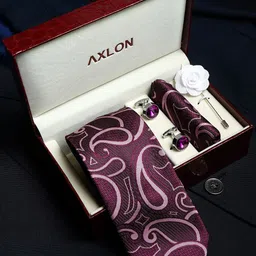 Axlon Men Paisley Tie & Pocket Square Accessory Gift Set-76