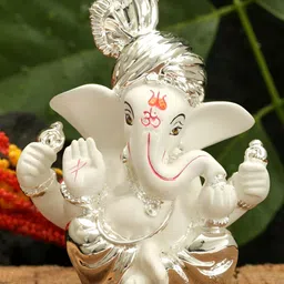 Aura White & Silver Toned Religious Ceramic Showpiece-image-96
