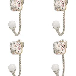 IndianShelf White 4 Piece Ceramic Floral Wall Mounted Hooks Kitchen Hanger-image-70