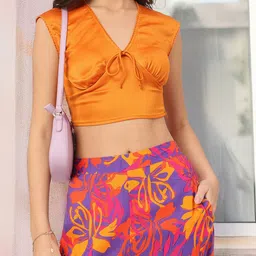 DressBerry Bowtiful Babe Crochet Inserts Tie-Up Empire Crop Top-image-64