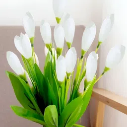 Homesake White Artificial 15 Silk Tulips Flower-8