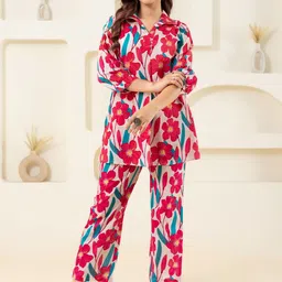 Moda Rapido Printed Shirt Collar Pure Cotton Tunic With Trouser-picture-39