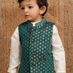 TJORI Boys Woven Design Brocade Nehru Jackets-image-97