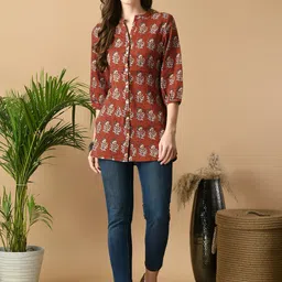 MEESAN Mandarin Collar Printed Ethnic Tunic image 4