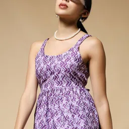 Istyle Can Women Chevron Batik Print Cotton Peplum Top-image-20