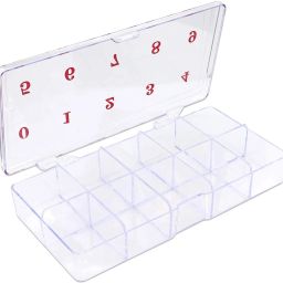 Small Empty 10 Space Nail Art Tip Storage Organizer Box Case - Clear Color - For False Nail Tips, Vitamins, Accessories, 10 Sections / 500 NAILS-image-1