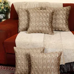 MONKDECOR Set Of 5 Brown Velvet Square Cushion Covers-image-79