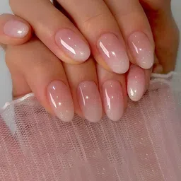 The Pink Truck Set of 24 Oval Ombre Design Artificial Reusable Nail With Glue-81