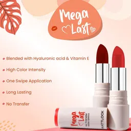 MATTLOOK Mega Last No Transfer Matte Lipstick - 3.8 g - Coral Dew-14 image 5