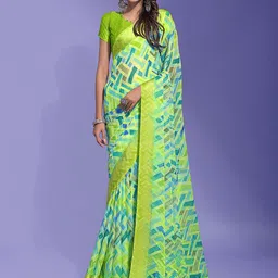 Mitera Poly Chiffon Block Print Saree-picture-31