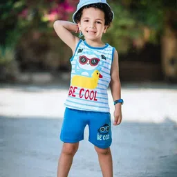 Bold N Elegant Unisex Kids Printed T-shirt with Shorts-image-90