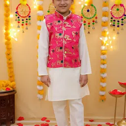 BownBee Boys Regular Pure Cotton Kurta with Pyjamas-image-11