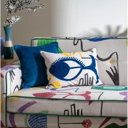 FREEDOM TREE Navy Blue & White Abstract Rectangle Cushion Covers-31