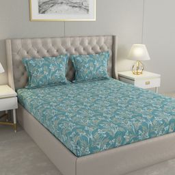 Raymond Home Insignia Turquoise Blue Printed Microfiber Queen Bedsheet Set 2.50 m x 2.25 m-image-13