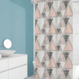 ArtzFolio White & Grey Geometric Printed Waterproof Shower Curtain-image-19
