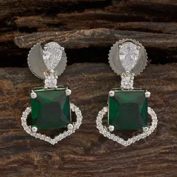Kushal's Fashion Jewellery Rhodium-Plated Cubic Zirconia Square Drop Earrings-57
