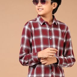 V-Mart Boys Relaxed Fit Spread Collar Tartan Checked Cotton Casual Shirt-image-27