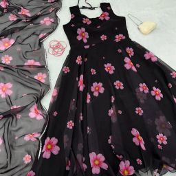 Floral Print Georgette Stitched Anarkali Gown-image-18