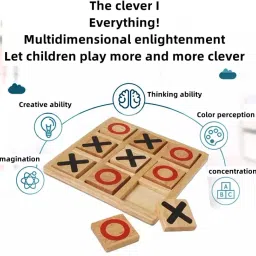 shalafi Classic Tic Tac Toe Toy Game Zero and Cross Game Wooden Tic Tac Toe Game for Kid image 3