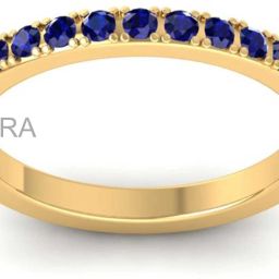 Round Sapphire Half Eternity Ring for Women Silver Ring-image-80