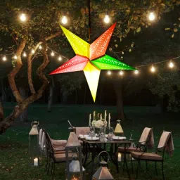Paper Star Hanging Lantern_Yellow_AZ99pack of 1 Multicolor Paper Hanging Lantern-image-97