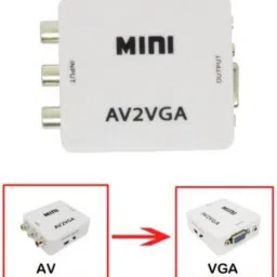 TERABYTETV-out Cable Mini AV to VGA Converter Box Audio Video to VGA Converter, Setup Box connect to VGA LED Monitors.Support Setup Box, Computer, Desktop, Laptop, LED, LCD, Monitor. (White) image 2