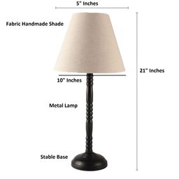 BTR CRAFTS Beige Frustum Table Lamp With Adjustable Cord image 4