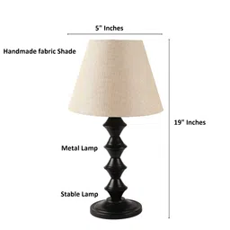 BTR CRAFTS Khaki & Black Textured Frustum Shaped Metal Table Lamp with Adjustable Cord image 5
