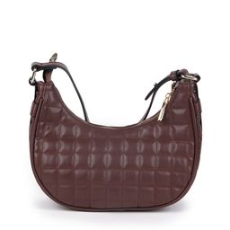 ODETTE Brown Leather Structured Hobo Bag image 3