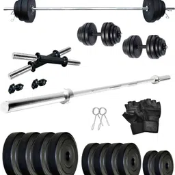 starx 40 kg Home Gym PVC 40 KG Dumbbell Set with 5Ft Straight Rod & Gym Gloves Home Gym Combo-picture-41