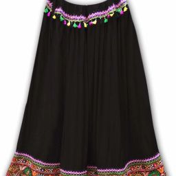 Women Embroidered Flared Black Skirt-image-48