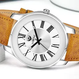 LORENZ Men Brass Dial & Leather Straps Analogue Watch MK-405R-44