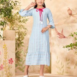 BAESD Floral Print Tie-Up Neck A-Line Dress-26