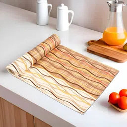 Myntra Elegant Homes Cream-Coloured & Brown Printed Shelf Liner Organiser-11
