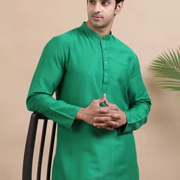 TATTVA Men Embroidered Thread Work Summer Sheers Kurta-image-29