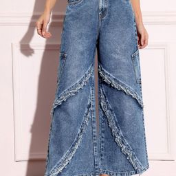 Miss Chase Women Wide Leg High-Rise Highly Distressed Heavy Fade Jeans-picture-32