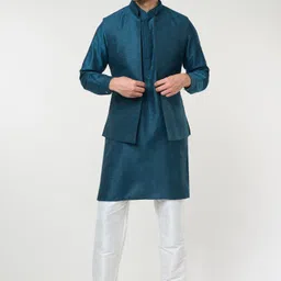 RNG Safawala Men Regular Thread Work Dupion Silk Kurta with Trousers-picture-0