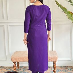 BAESD Women Ethnic Motifs Embroidered Regular Thread Work Kurta with Trousers & With Dupatta image 2